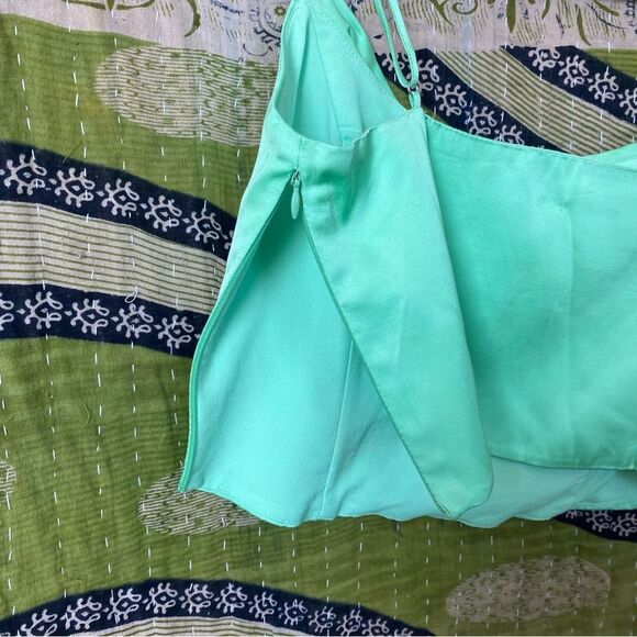 Zara Satin Effect Electric Green Corset Crop Top Size Medium - Picture 6 of 14